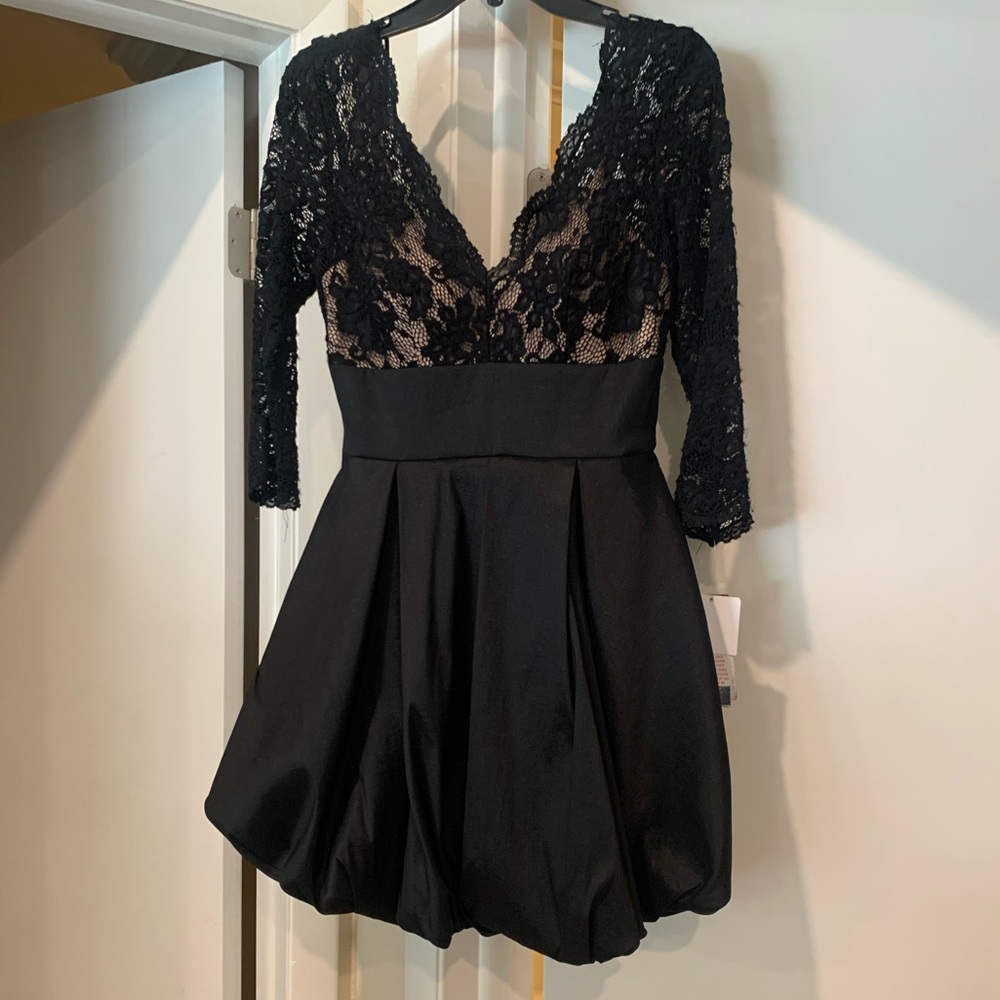 NWT  Designer Betsy & Adam black lace dress